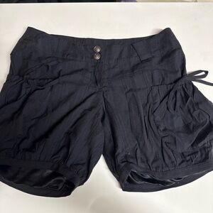 C. Luce Navy Bubble Bermuda Shorts with Side Tie Pockets
